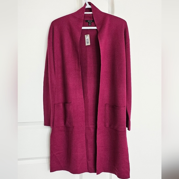 Dressy Long Open Cardi With Pockets - Picture 4 of 5